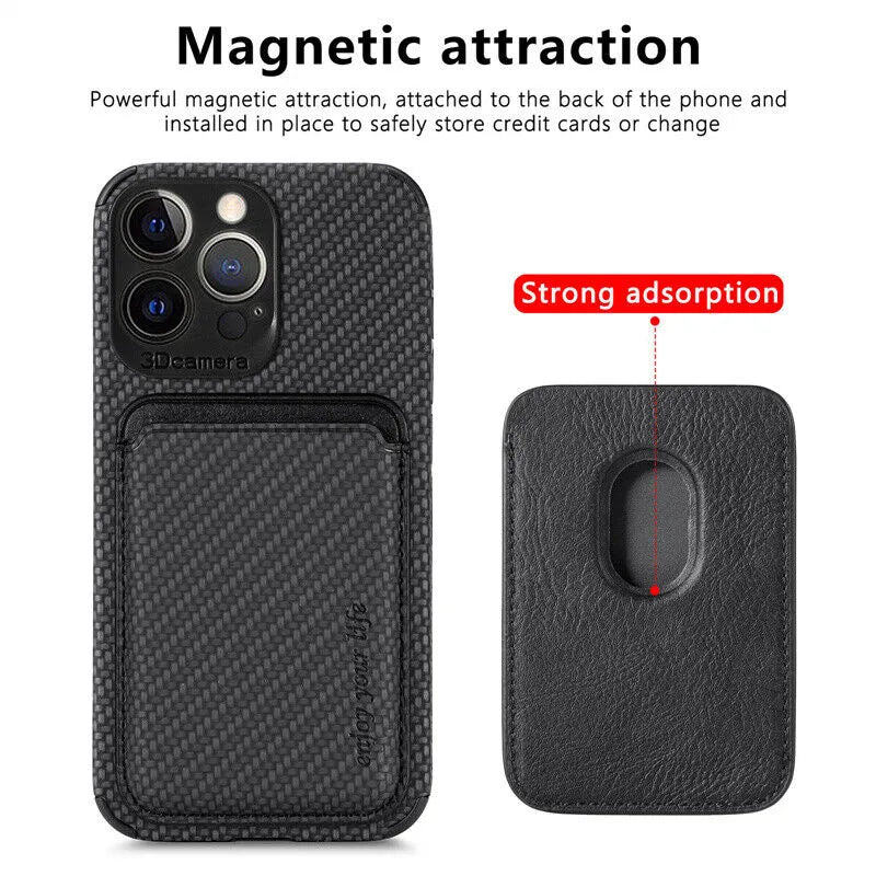 MagSafe-portemonnee-iPhone-hoesje met kaartsleuf, magnetisch, compatibel met draadloos opladen, TPU PU-bescherming voor iPhone 15 14 13 12 11 Pro Max M