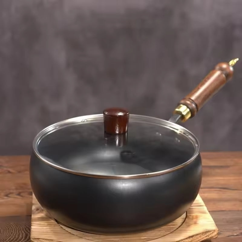 Heavy-Duty Iron Skillet Pan 12 in Diameter for High-Heat Cooking & Searing Asian Dishes on Gas Induction Stovetops | Thomler