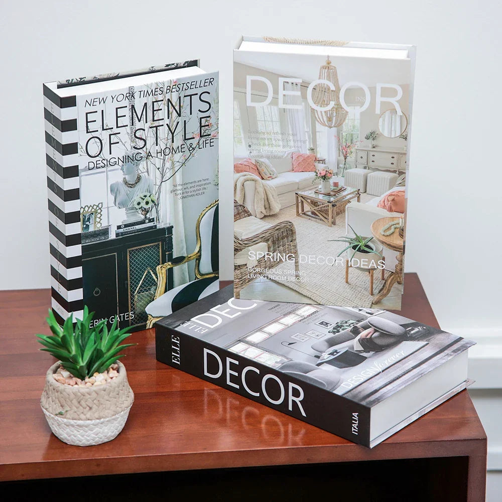 Hollow Cardboard Book Stack 3-Piece Display Set for Shelf Styling Coffee Table Accent Modern Home Interior Staging Props | Thomler