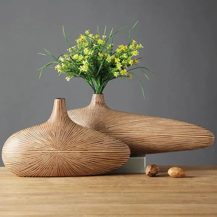 Sculptural Faux-Wood Vase for Floral Displays & Statement Décor, Medium 14 in & Large 20 in, Textured Organic Design for Living Room, Bedroo | Thomler
