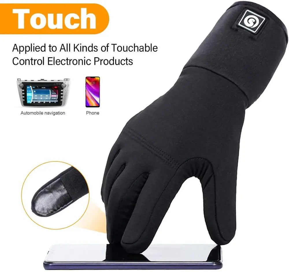 Rechargeable Heated Winter Gloves with Touchscreen Fingertips & Reflective Safety Strips for Cold Weather