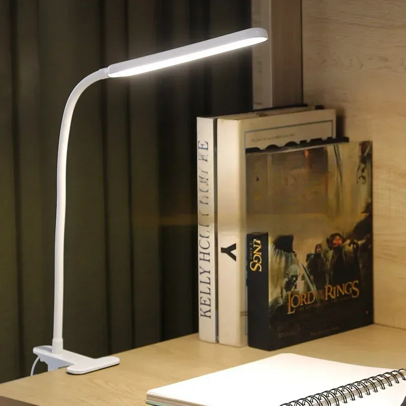 USB Clip-On Desk Lamp with Adjustable Gooseneck – 3 Light Modes & Dimmer for Workspace & Study
