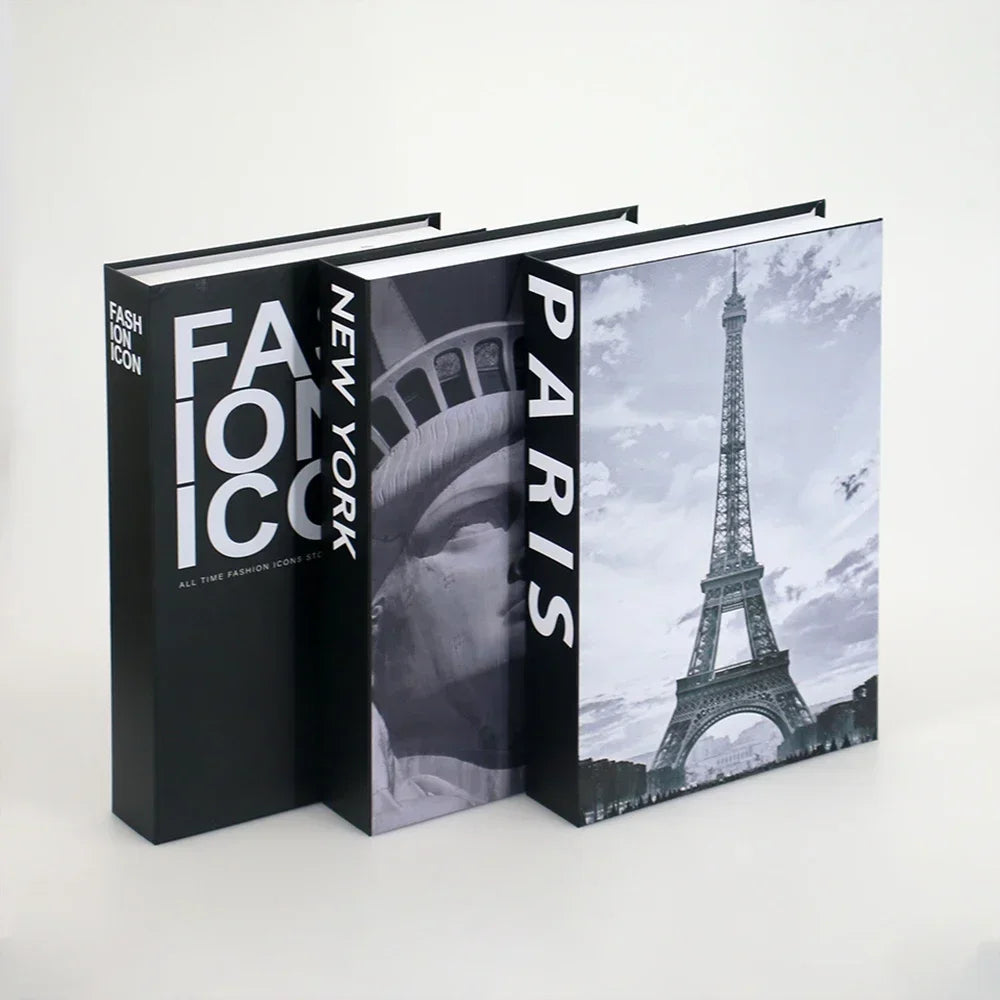 Hollow Cardboard Book Stack 3-Piece Display Set for Shelf Styling Coffee Table Accent Modern Home Interior Staging Props | Thomler