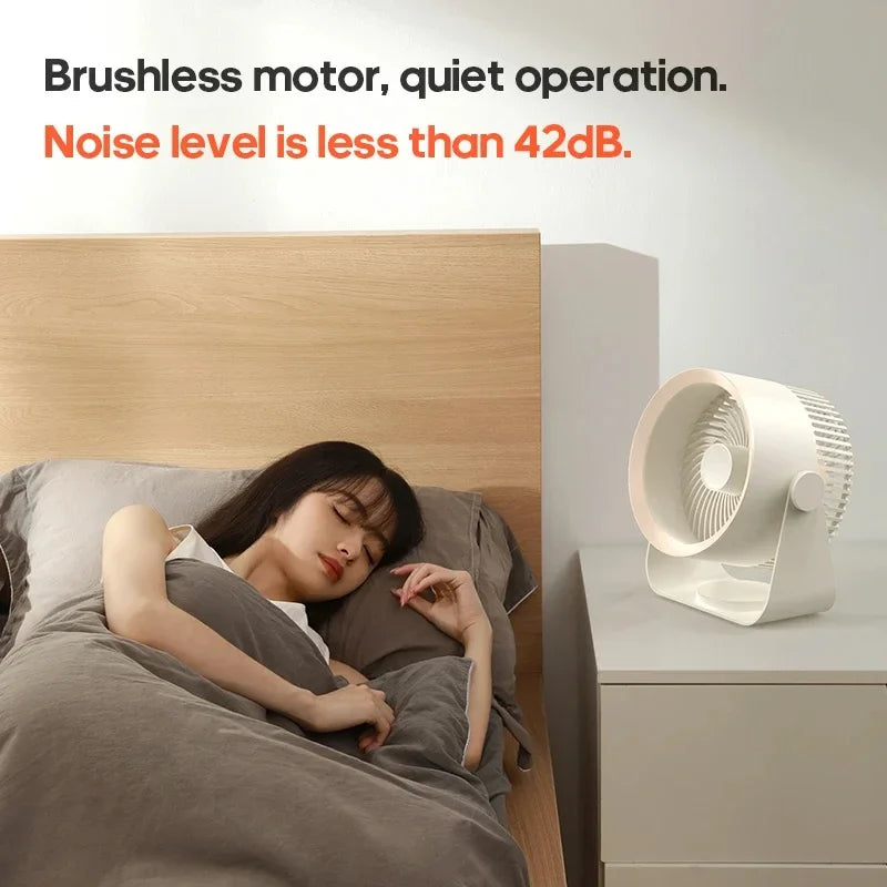 USB-C wiederaufladbarer Tischventilator mit um 180° neigbarem Kopf für Schlafzimmer, Büro, Badezimmer, leiser, kabelloser, tragbarer Luftumwälzer, wandmontierbar