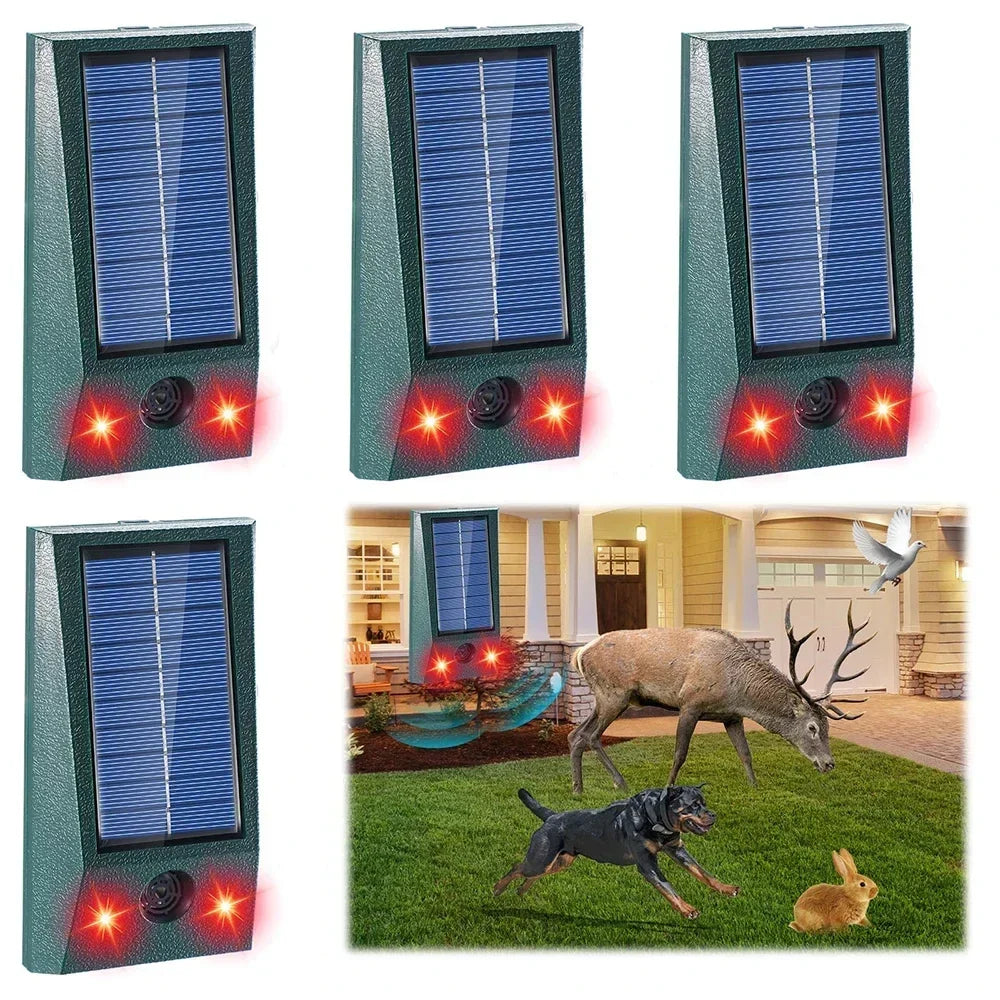 Solar Bird Deterrent with Motion Sensor & LED Flash – Weatherproof Ultrasonic Repeller for Yards & Gardens