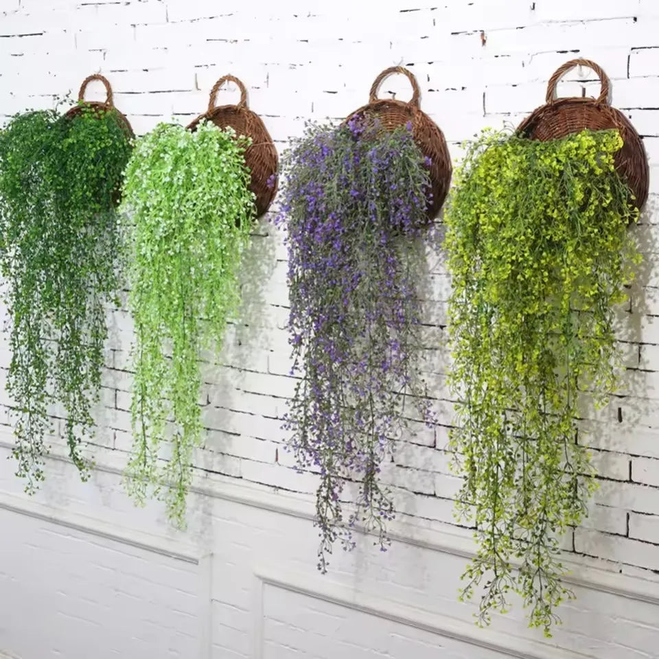 Geweven rotan wandmand voor planten, binnen en buiten hangende pothoouder, plantenbak van natuurlijke vezels voor woonkamer, balkon, terras, tuindecoratie, Boho | Thomler