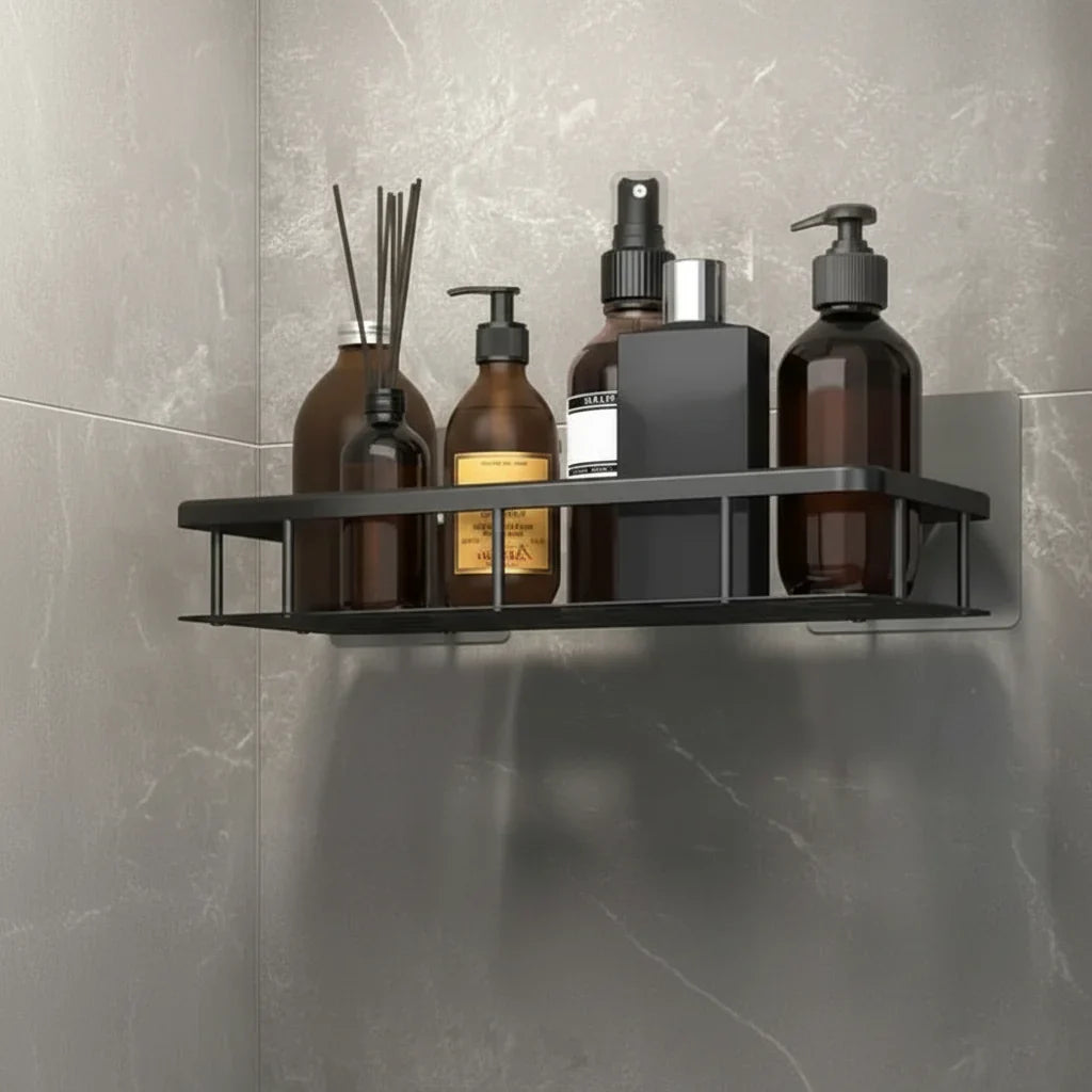 Wall-Mounted Corner Organizer Rack ABS Adhesive No-Drill Bathroom Caddy Triangle Rectangle Shape Holds Shampoo Soap Toiletries for Small Spa | Thomler