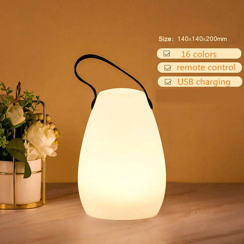 Rechargeable LED Outdoor Lantern with Remote Control, 8 Color Modes & Dimmable Light for Patio, Garden, Deck | Thomler