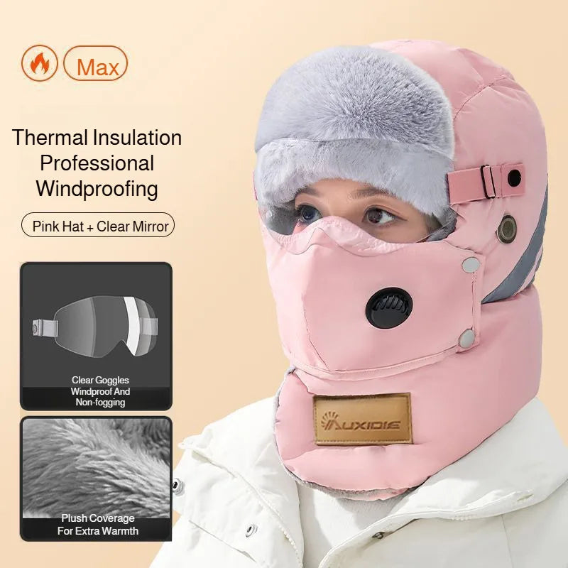 Full-Face Insulated Winter Balaclava with Detachable Shield & Windproof Design for Skiing & Cold Weather