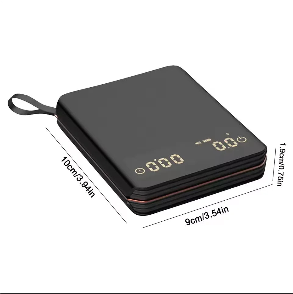 Digitale Küchenwaage mit integriertem Timer für Espresso-Zubereitung, präzises Wiegen von 0,1 g bis 2000 g, wiederaufladbar via USB-C, Barista-Werkzeug für zu Hause | Thomler