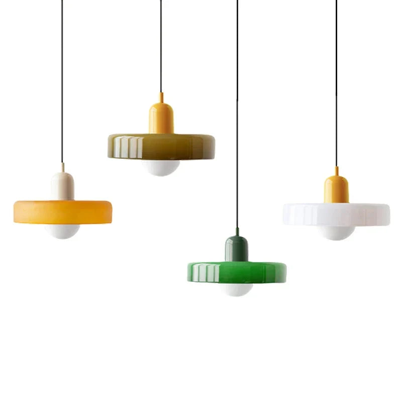 Tweekleurige glazen plafondlamp voor keukeneiland en eetkamer, moderne hanglamp | Thomler