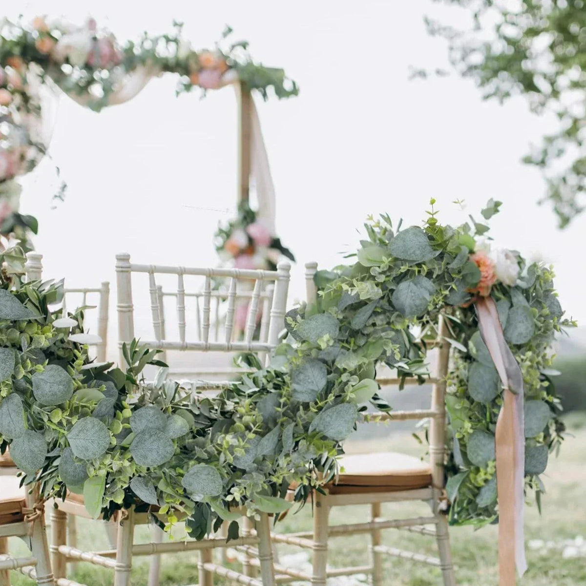 Artificial Eucalyptus Garland 70-Inch Greenery Strand Set of 2 for Mantel Staircase Wedding Party Home Decoration | Thomler