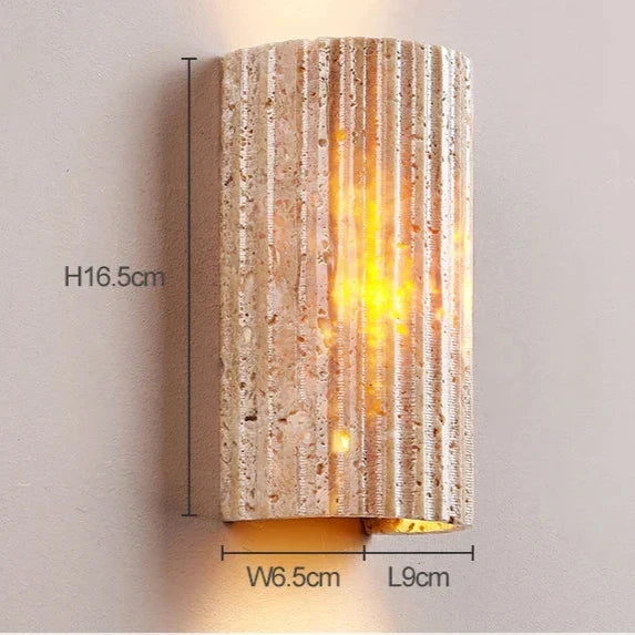 Travertine Sconce Fixture 6.5 Inch Bidirectional Illumination Indoor Outdoor Corridor Entry Facade Architectural Hardscape Garden Terrace Co | Thomler