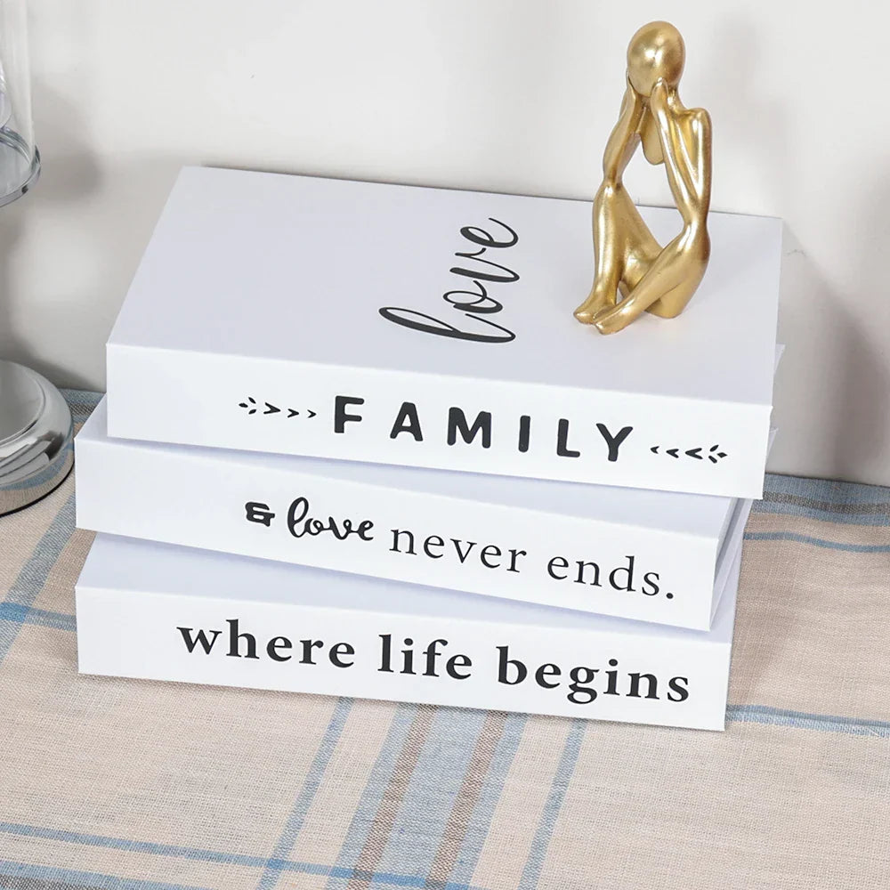 Hollow Cardboard Book Stack 3-Piece Display Set for Shelf Styling Coffee Table Accent Modern Home Interior Staging Props | Thomler