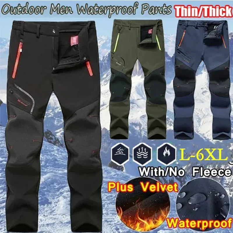 Pantalones de senderismo aislantes para hombre, resistentes a la intemperie, forrados de forro polar, pantalones para actividades al aire libre, equipo para clima frío para acampar, esquiar y pescar | Thomler