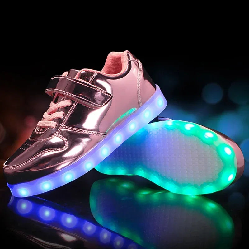 LED-Kindersneaker mit Klettverschluss – Leuchtschuhe für Jungen & Mädchen | Sportschuhe mit Blinklichtern | Thomler