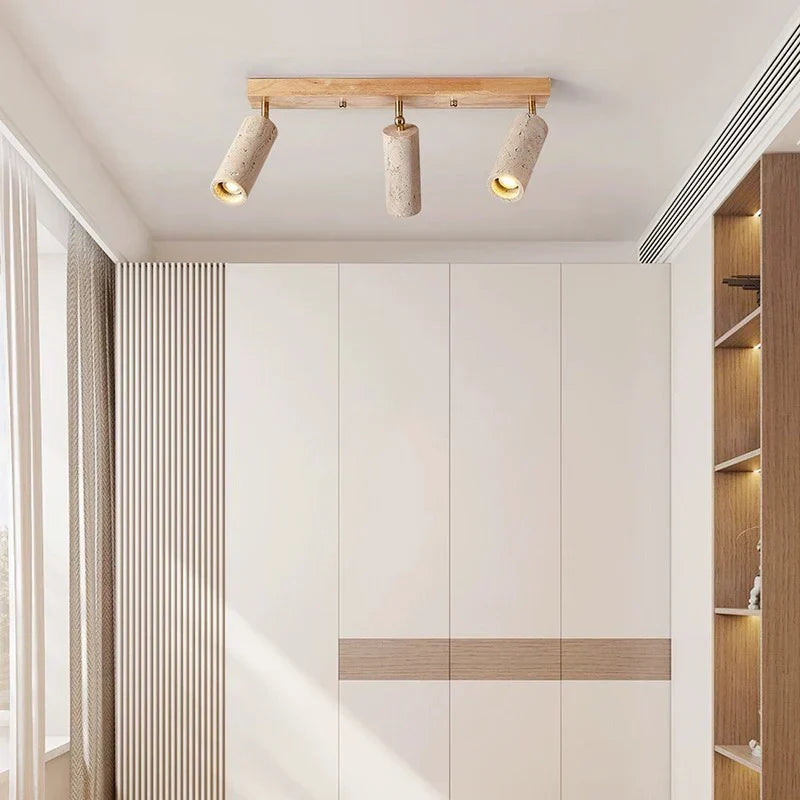 Dreifache verstellbare Strahlerleiste in Stein-Optik, Holz-Finish, 24 Zoll, für Wohnzimmer, Schlafzimmer, Akzentbeleuchtung, moderne, flache Leuchte | Thomler
