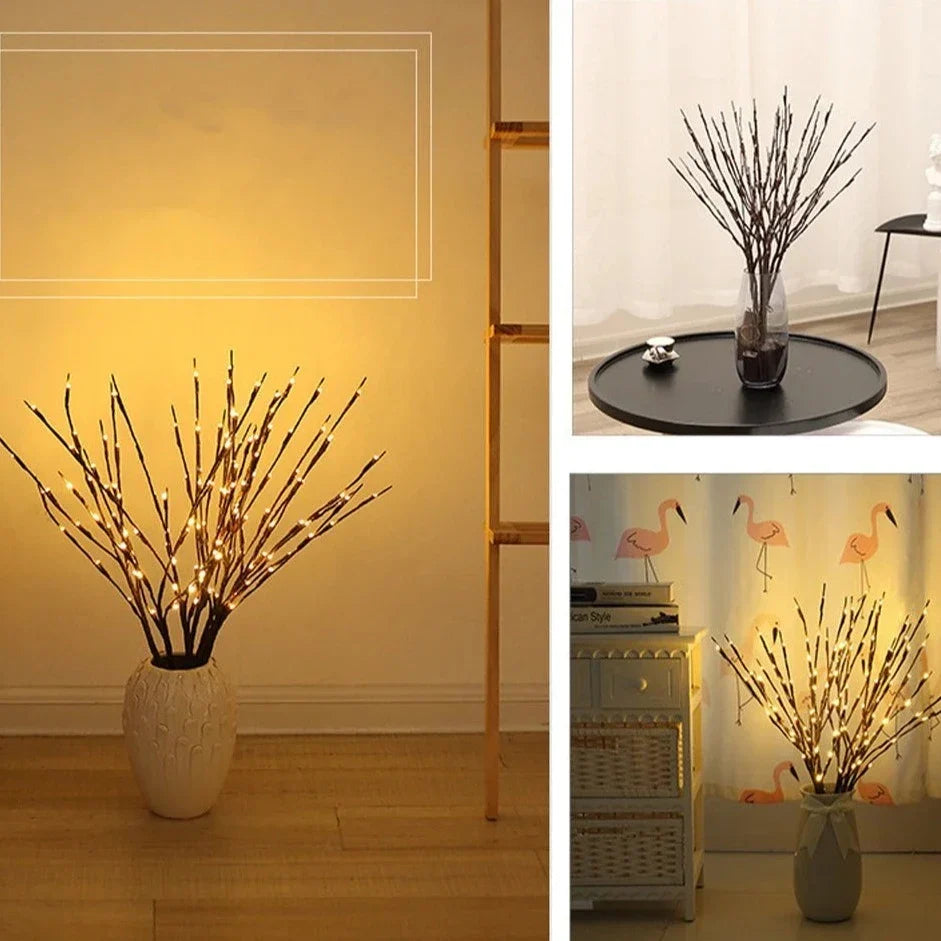 Battery-Operated Lighted Twig Stems with Warm White LEDs for Home Decor | Vase Filler Branch Lights Indoor Outdoor | Thomler