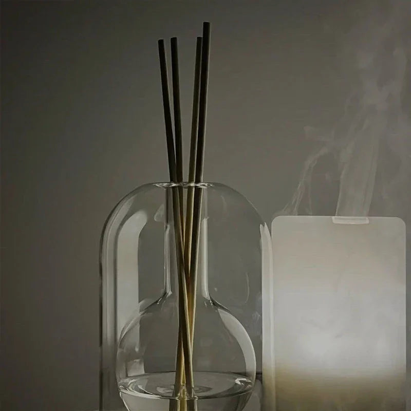 Reed Diffuser Set with Hollow Glass Vessel for Essential Oils - Natural Wood & Glass Aromatherapy Dispenser for Home, Office, Bedroom & Livi | Thomler