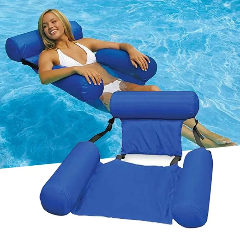 Inflatable Pool Lounger with Backrest – Floating Water Chair for Pool, Lake & Beach