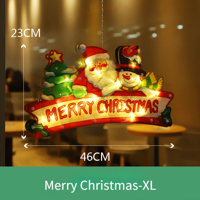Battery-Operated LED Window Hanging Decoration – Holiday Silhouettes with Flash & Steady Modes