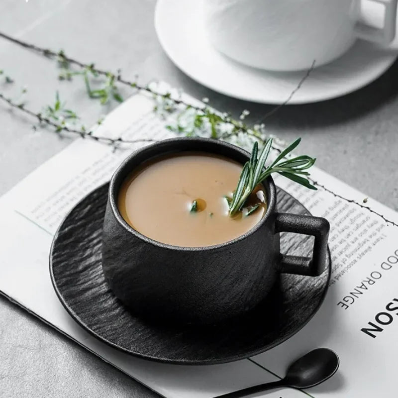 Juego de taza y plato de porcelana esmaltada para té, café, chocolate caliente, cocina, comedor, hogar, oficina, desayuno, vajilla, artículos de mesa modernos | Thomler