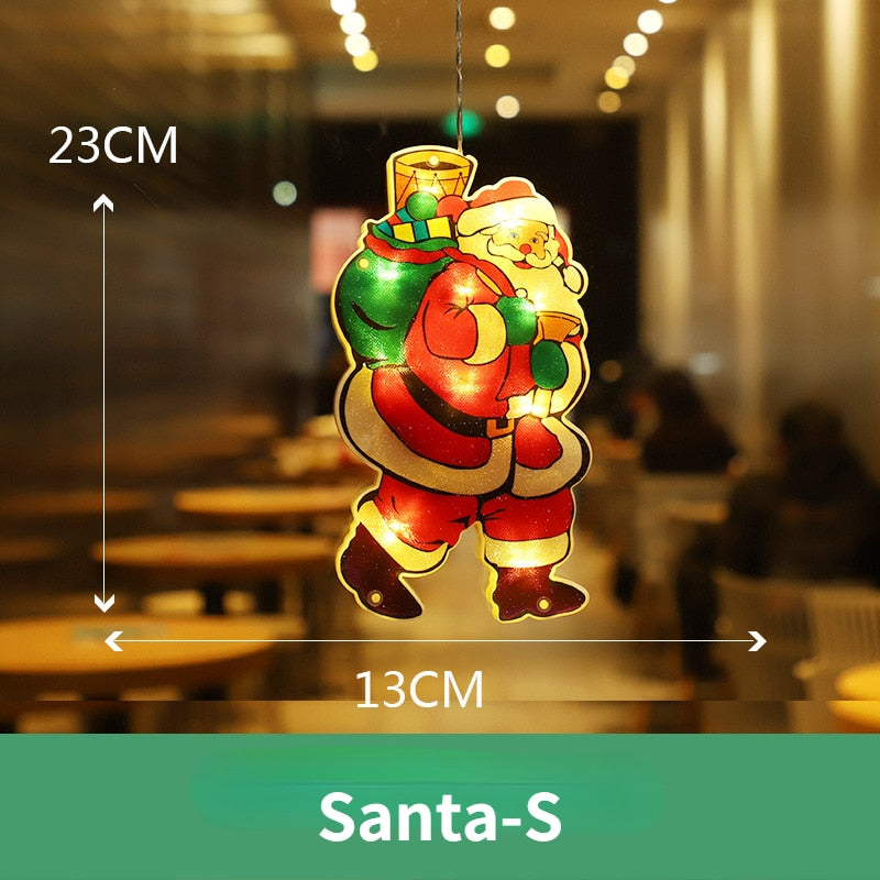 Battery-Operated LED Window Hanging Decoration – Holiday Silhouettes with Flash & Steady Modes
