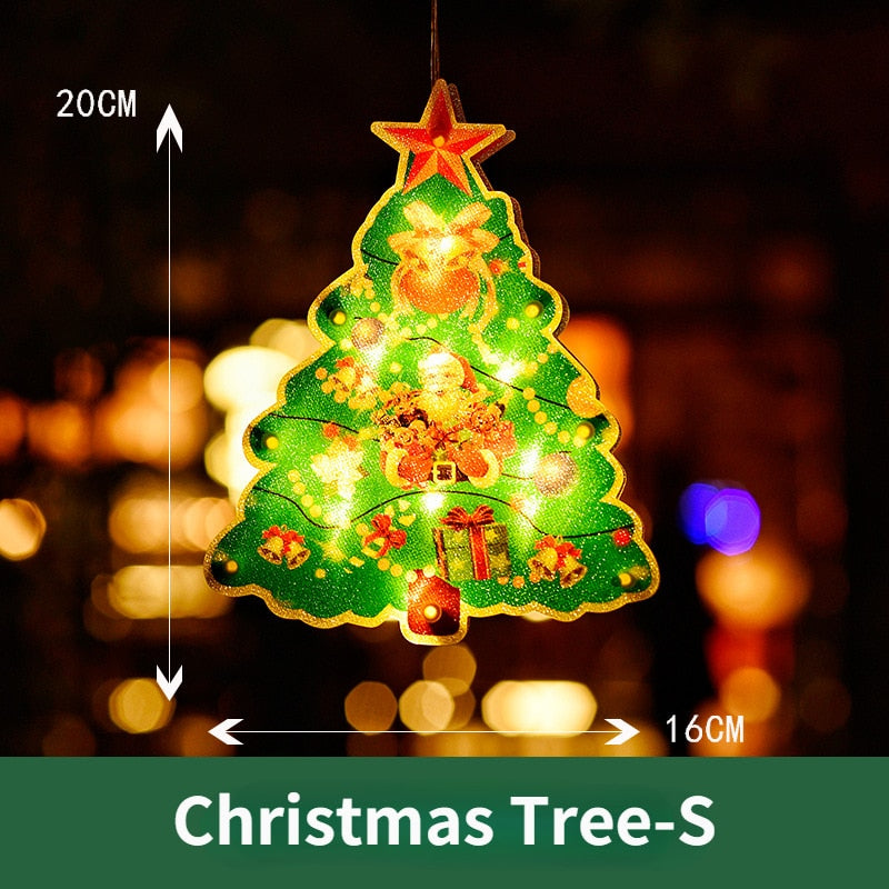 Battery-Operated LED Window Hanging Decoration – Holiday Silhouettes with Flash & Steady Modes