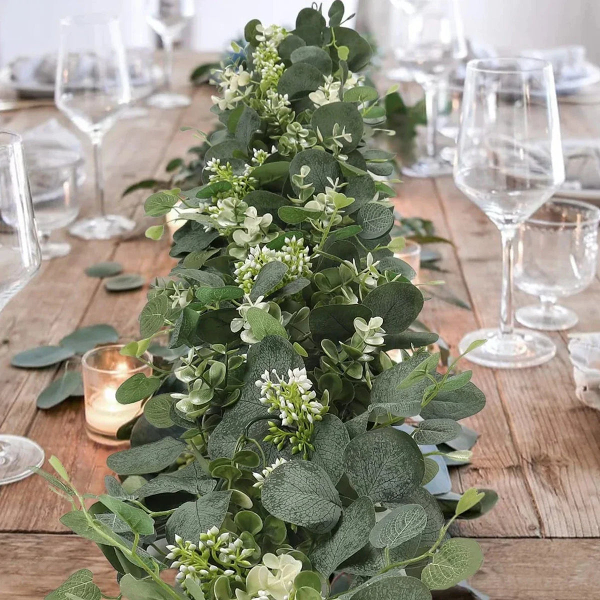 Artificial Eucalyptus Garland 70-Inch Greenery Strand Set of 2 for Mantel Staircase Wedding Party Home Decoration | Thomler