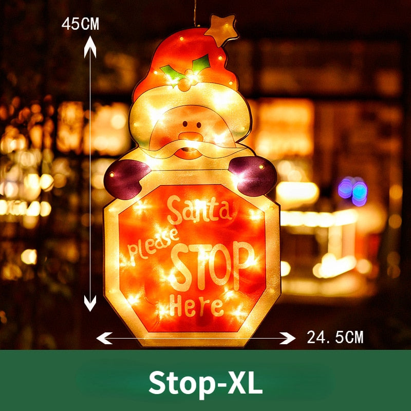 Battery-Operated LED Window Hanging Decoration – Holiday Silhouettes with Flash & Steady Modes