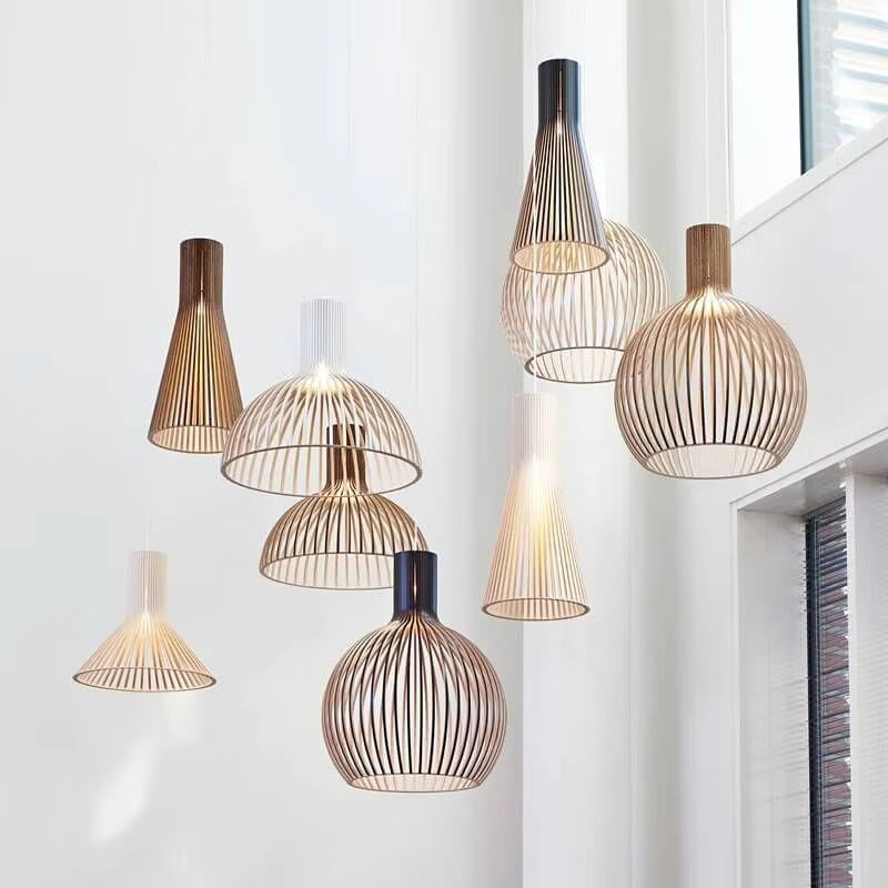 Wooden Sphere Pendant Light with Black Exterior for Dining Room & Living Room Ambiance | Thomler