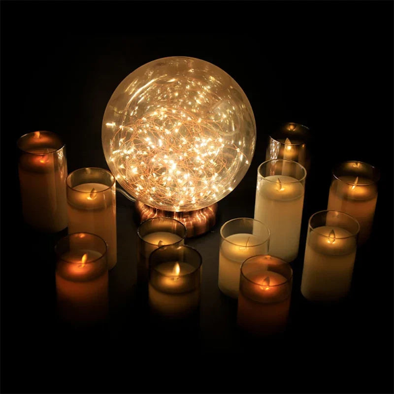 Battery-Operated LED Pillar Candles with Remote Control Timer Set of 3 Realistic Flickering Light Amber Smoke Clear Glass for Dining Room Be | Thomler
