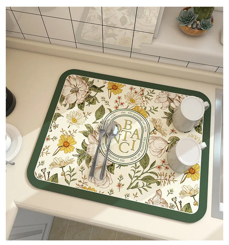 Sink Area Floor Runner 20×24 inch Green Microfiber Ultra-Absorbent Quick-Dry Anti-Slip Backing Machine Washable for Kitchen Dishwasher Cookt | Thomler