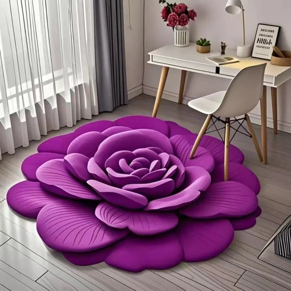 Rose Petal Bath Mat – Soft Microfiber Non-Slip Rug for Bathroom Decor, Machine Washable Floral Design for Shower, Bedroom, Entryway | Thomler