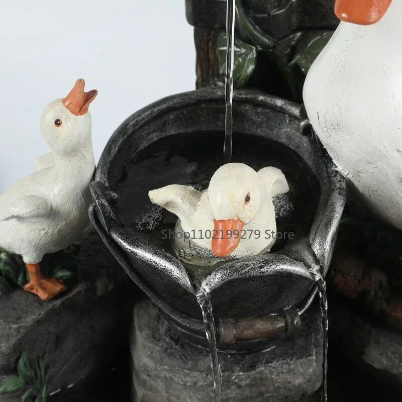 Solar-Powered Duck & Squirrel Garden Statue with LED Lights – Weather-Resistant Resin Outdoor Figurine for Patio & Yard