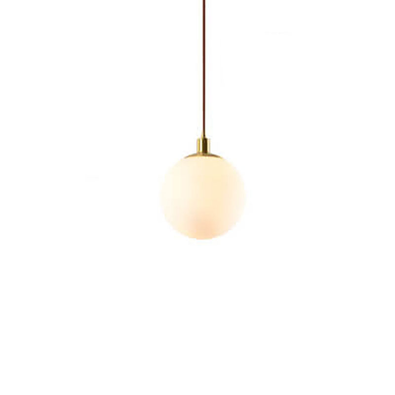 Adjustable Ceiling Pendant with Glass Shade for Entryway, Den, or Sleeping Space - Modern Suspended Fixture in White or Gold - 10 Inch Globe | Thomler