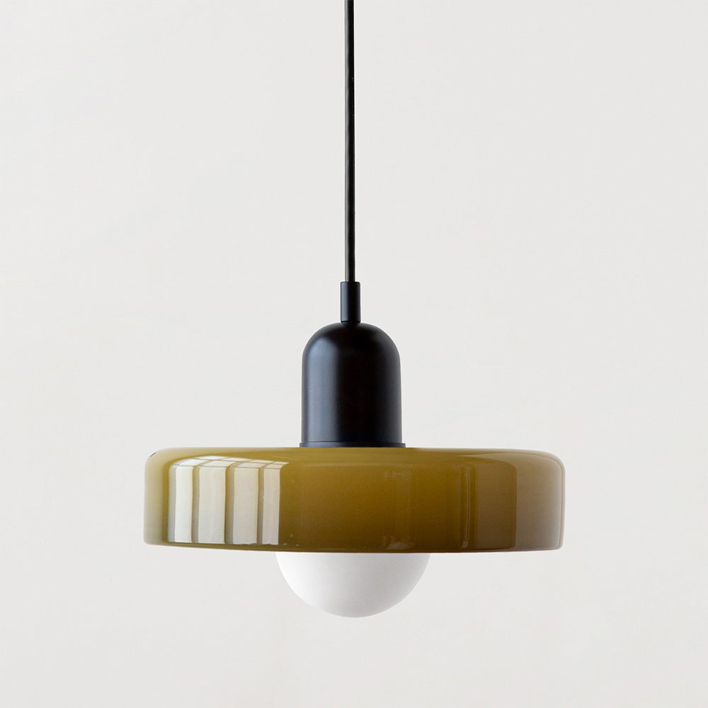 Colored Glass Pendant Light with Adjustable Cord for Dining Room & Living Room – Mid-Century Modern Geometric Hanging Fixture | Thomler