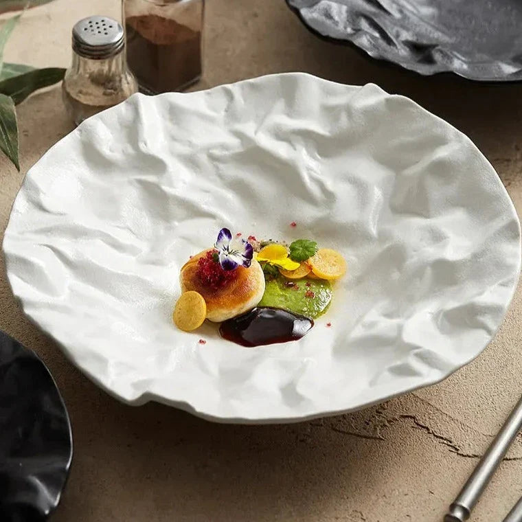 Ocean Wave Serving Bowl Ceramic Porcelain Handcrafted Dinnerware for Kitchen Dining Room Coastal Table Decor Salad Soup | Thomler