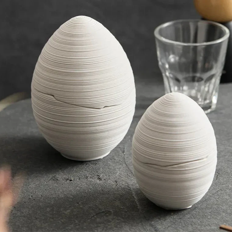 Ceramic Serving Bowl Egg-Shaped Design for Soup Salad Fruit Dessert Modern Minimalist Kitchen Dining Table Decor Dishwasher Safe | Thomler