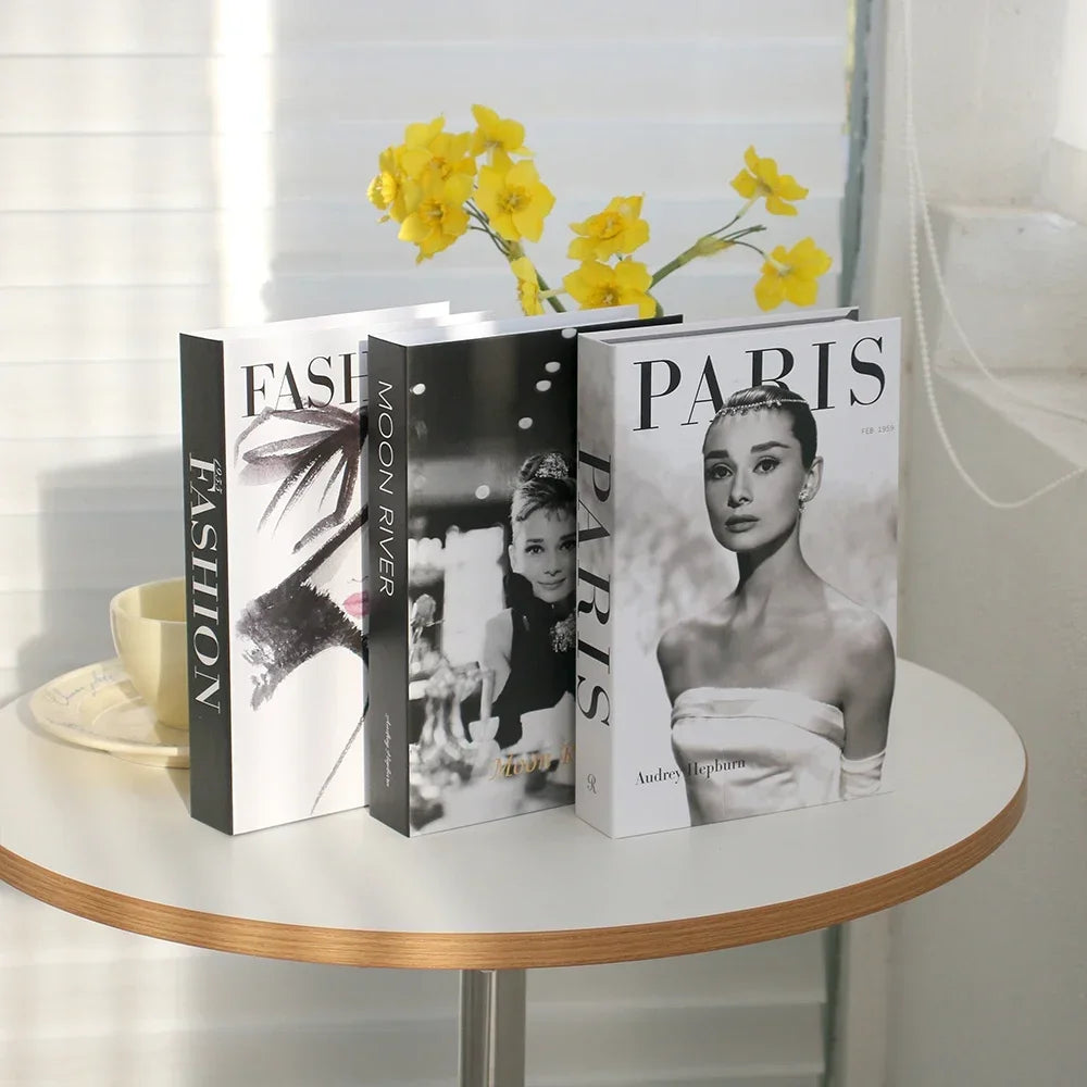 Hollow Cardboard Book Stack 3-Piece Display Set for Shelf Styling Coffee Table Accent Modern Home Interior Staging Props | Thomler