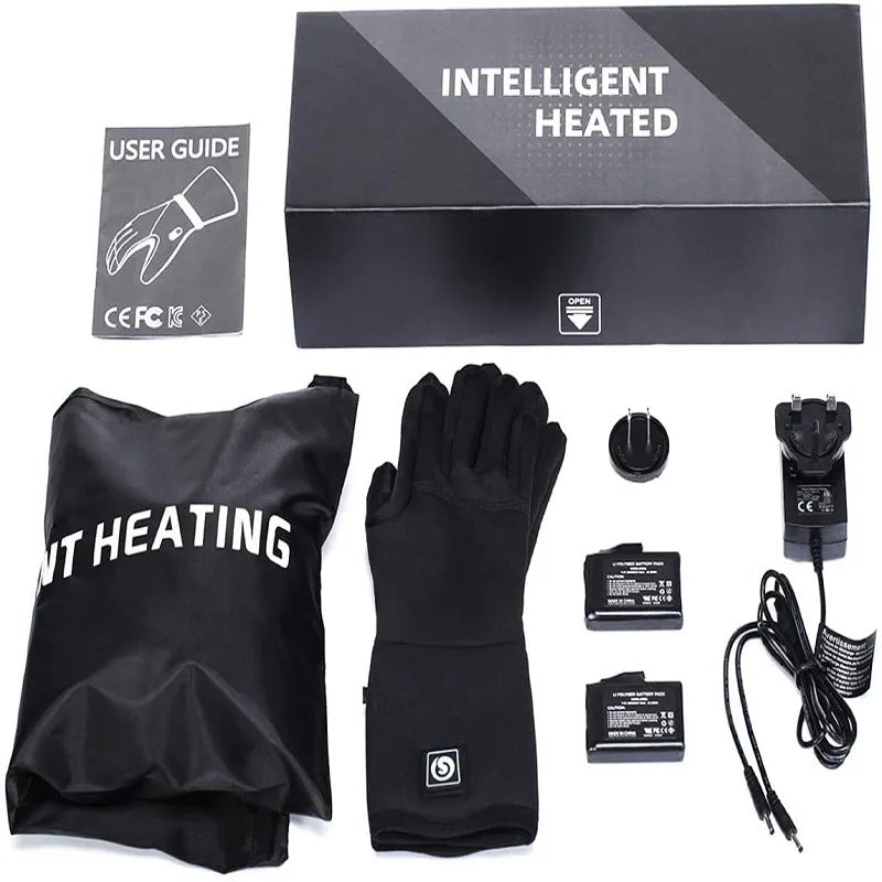 Rechargeable Heated Winter Gloves with Touchscreen Fingertips & Reflective Safety Strips for Cold Weather