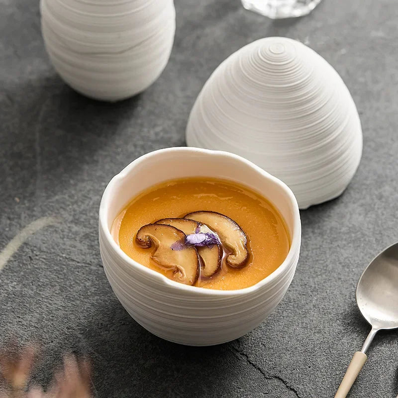 Ceramic Serving Bowl Egg-Shaped Design for Soup Salad Fruit Dessert Modern Minimalist Kitchen Dining Table Decor Dishwasher Safe | Thomler