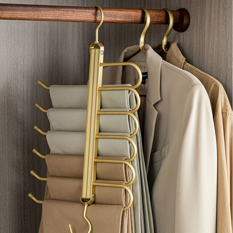 Multi-Tier Closet Hanger for Pants Storage 6-Level Rotating Hook Space Organizer for Jeans Slacks Scarves 14 in Wide Lightweight Aluminum Ra | Thomler
