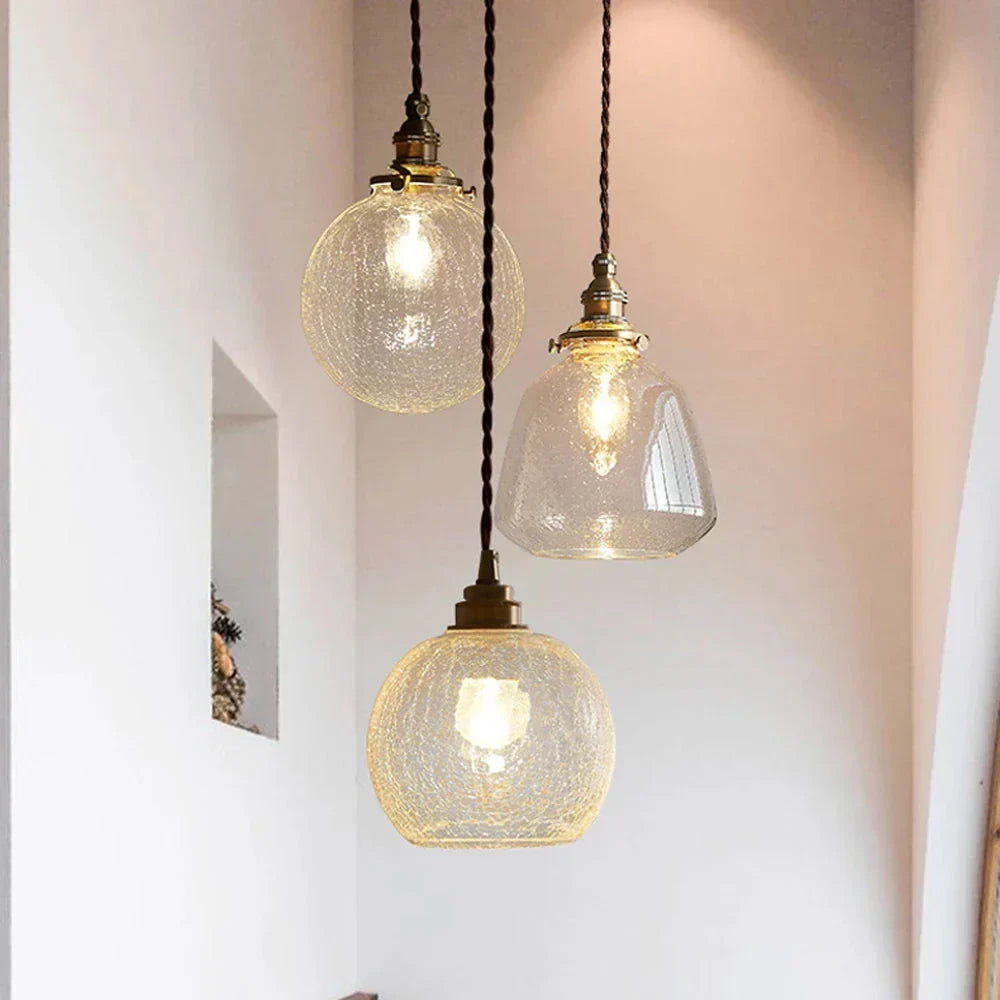 Clear Glass Hanging Lamp E27 Socket 6 in Diameter Scandinavian Style for Dining Room Kitchen Island Over Table Adjustable Cord Modern Minima | Thomler