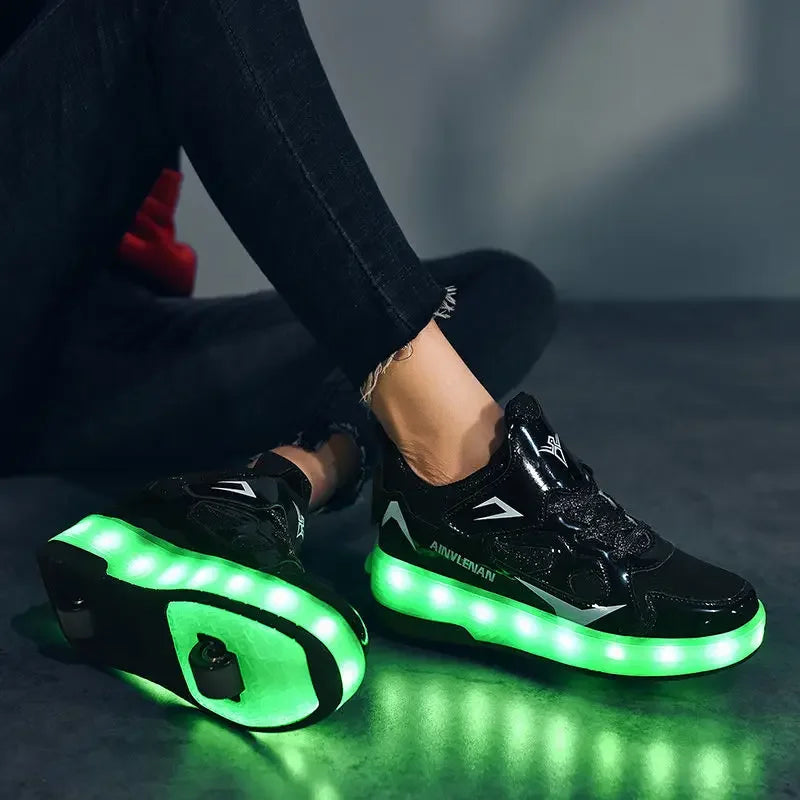 Light-Up Roller Sneakers for Kids – Illuminated Wheels with LED Lights for Boys & Girls – Skate Shoes with Retractable Wheels