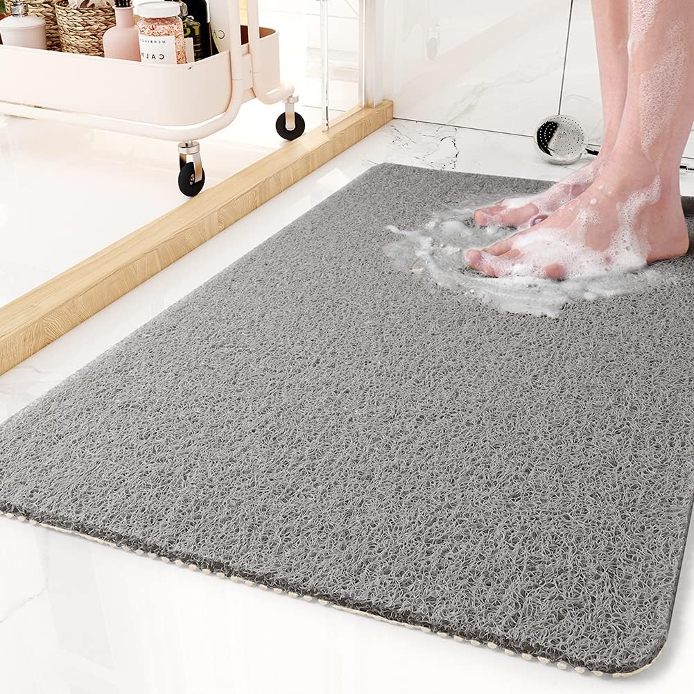 Non-Slip Shower Mat with Antimicrobial Protection for Bathroom Safety Gray White Yellow | Thomler