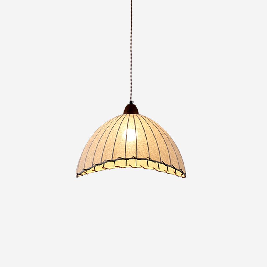 Stoffen koepelplafondlamp wit 14 inch geribbelde schulprand hanglamp voor eetkamer slaapkamer verstelbare hoogte vintage modern E26 fitting | Thomler