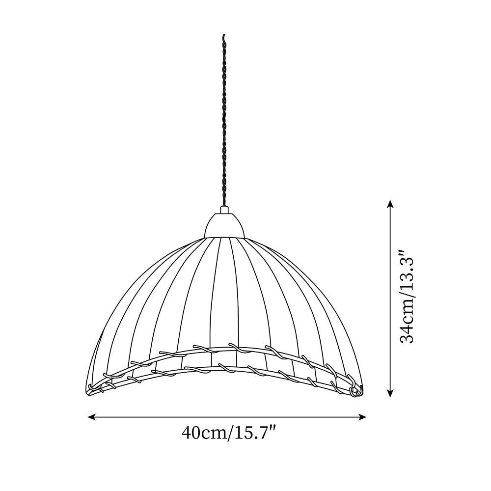 Stoffen koepelplafondlamp wit 14 inch geribbelde schulprand hanglamp voor eetkamer slaapkamer verstelbare hoogte vintage modern E26 fitting | Thomler
