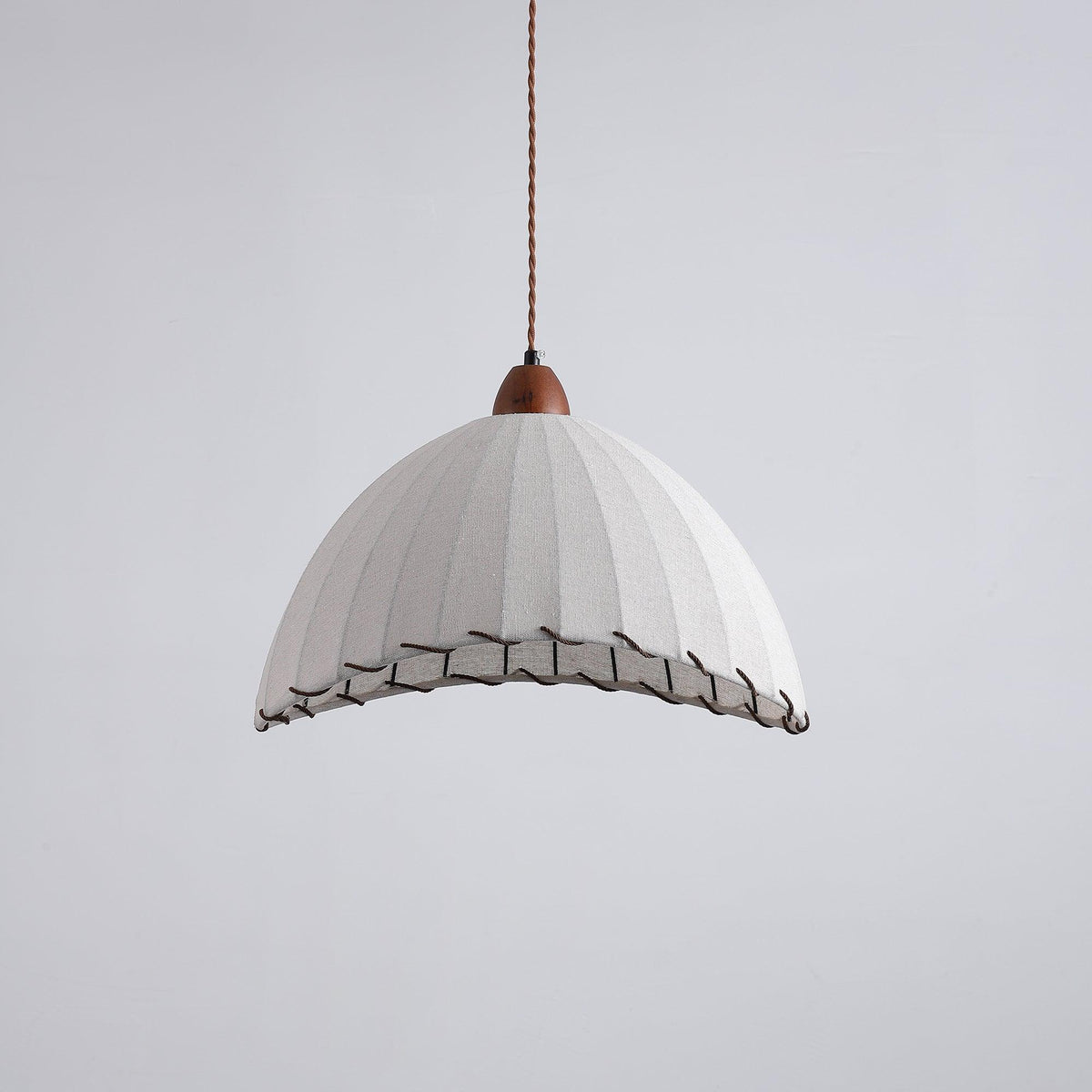 Stoffen koepelplafondlamp wit 14 inch geribbelde schulprand hanglamp voor eetkamer slaapkamer verstelbare hoogte vintage modern E26 fitting | Thomler