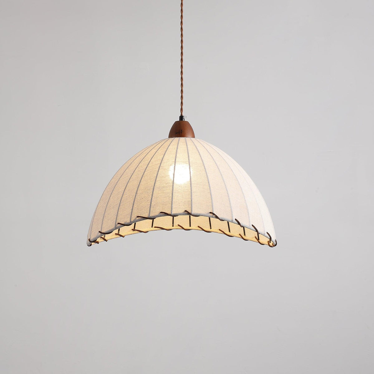Stoffen koepelplafondlamp wit 14 inch geribbelde schulprand hanglamp voor eetkamer slaapkamer verstelbare hoogte vintage modern E26 fitting | Thomler
